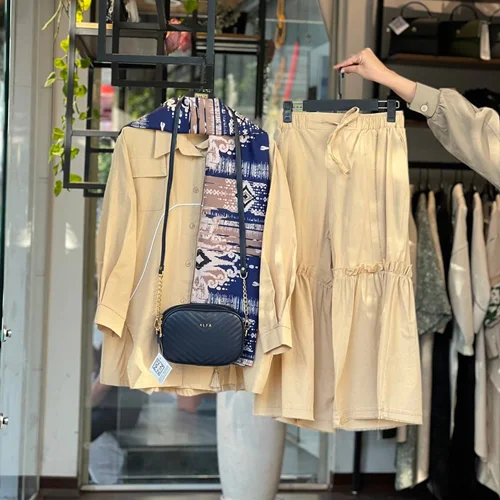 ست شومیز و دامن شلواری لینن PM0046