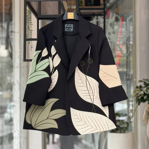 مانتو کتی تکه دوزی برگ PM000498