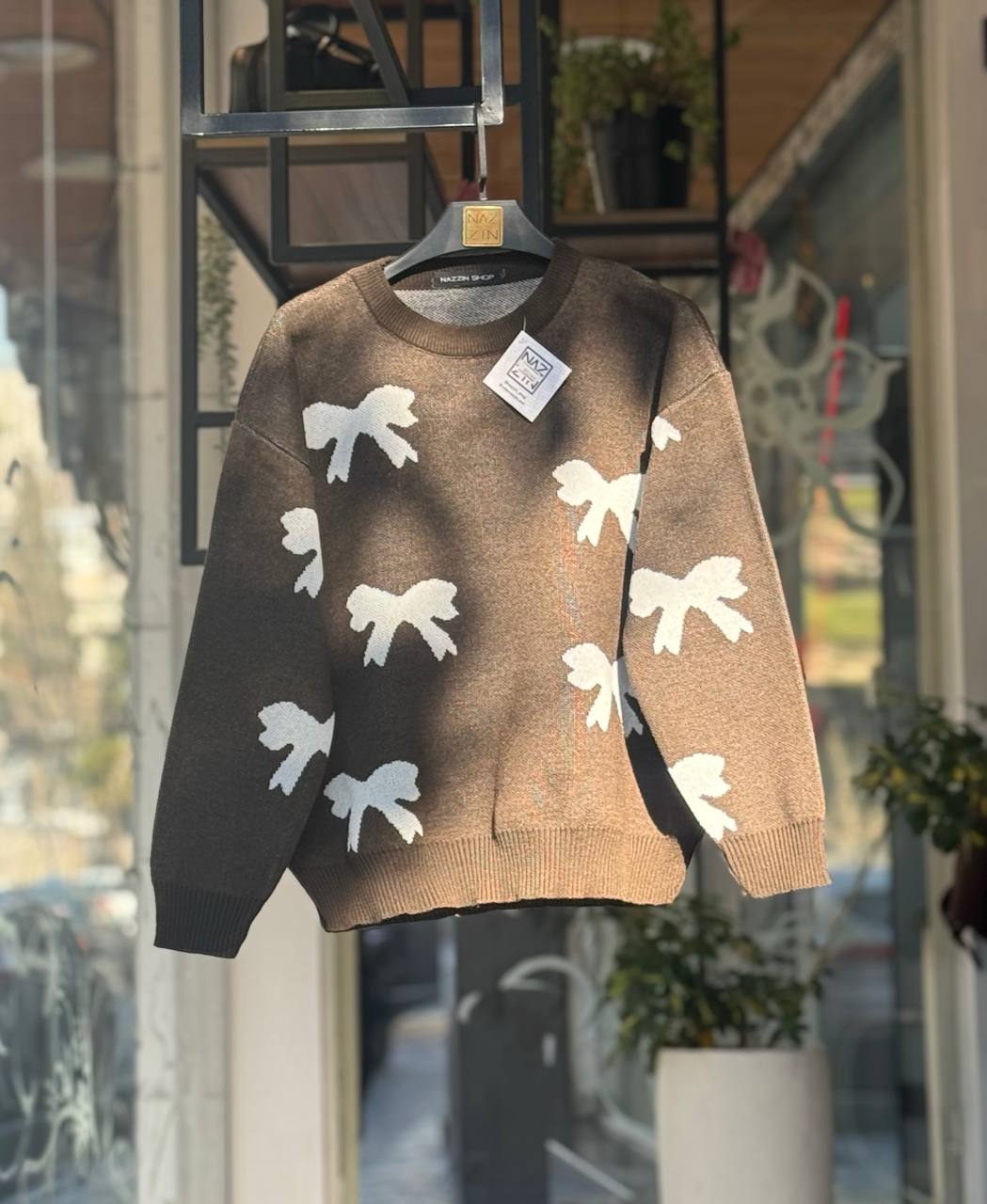 بافت قهوه ای طرح پاپیون DW0025