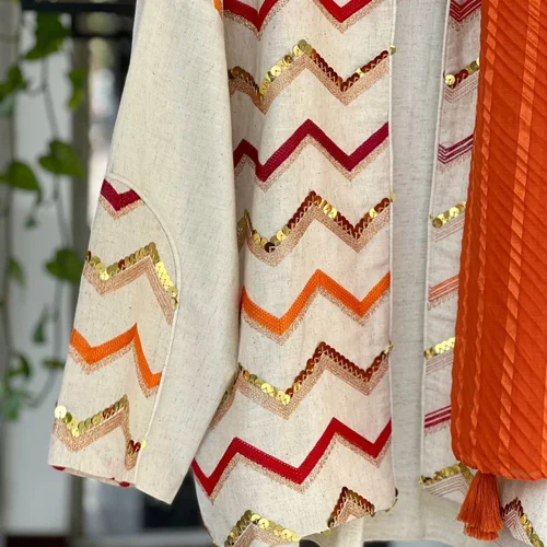 مانتو لینن سوزندوزی PM0324