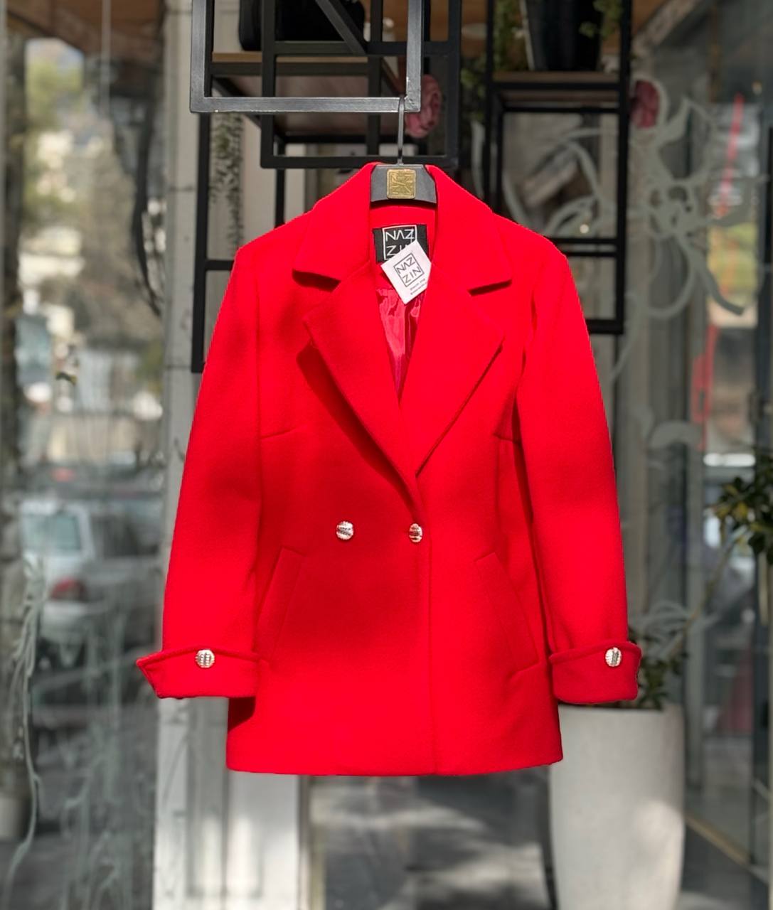 پالتو قرمز یقه انگلیسی CW0029