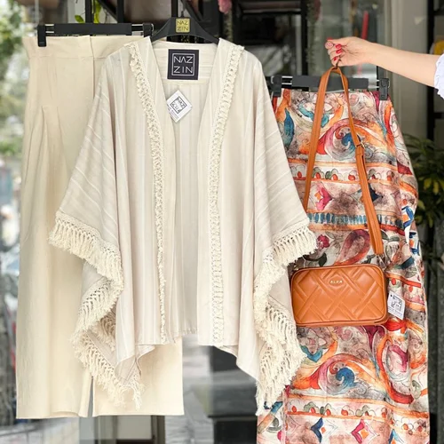 ست مانتو پانچ و شلوار لینن PM0272