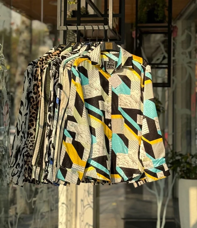 شومیز طرح هندسی ساتن چاپی PM000461