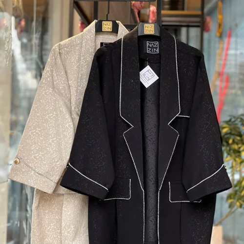 مانتو ژاکارد یقه طراحی شده PM000508