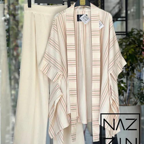 پانچو و شلوار راه راه لینن PM0316