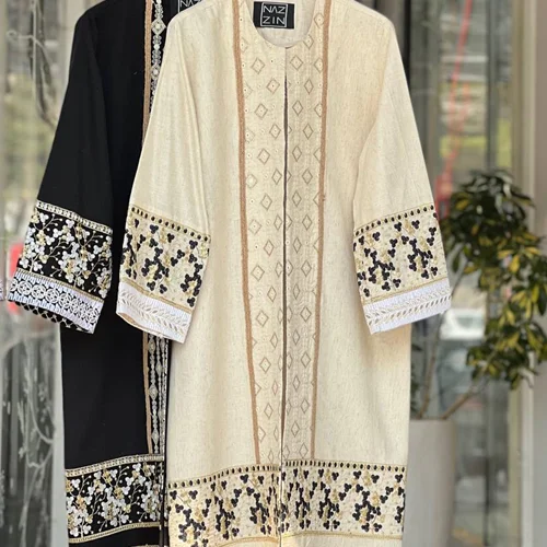 مانتو بلند سوزندوزی مجلسی PM000502