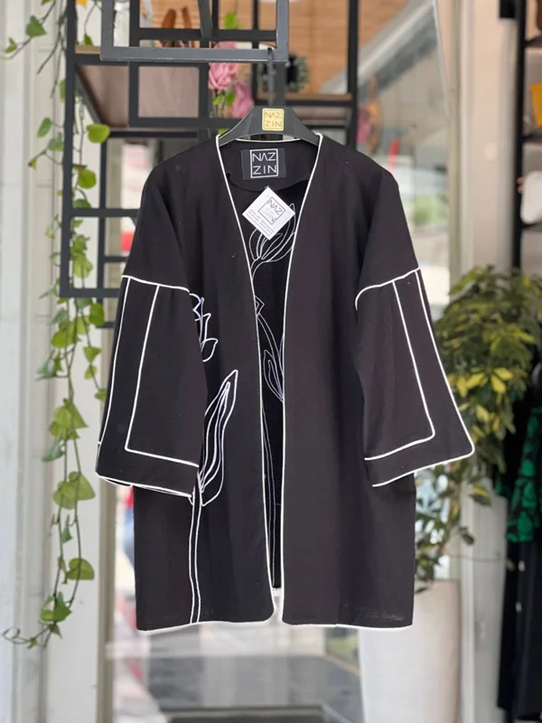 مانتو مشکی گلدوزی PM00337