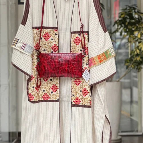 مانتو بلند لینن سوزندوزی PM000506