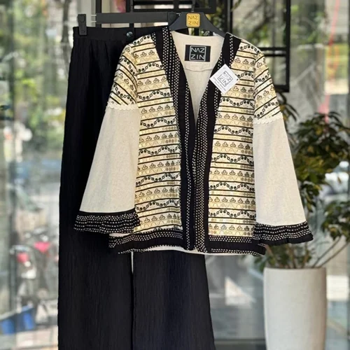 ست کت و شلوار سوزندوزی شده مجلسی PM000594